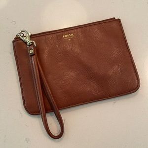 Fossil leather wristlet